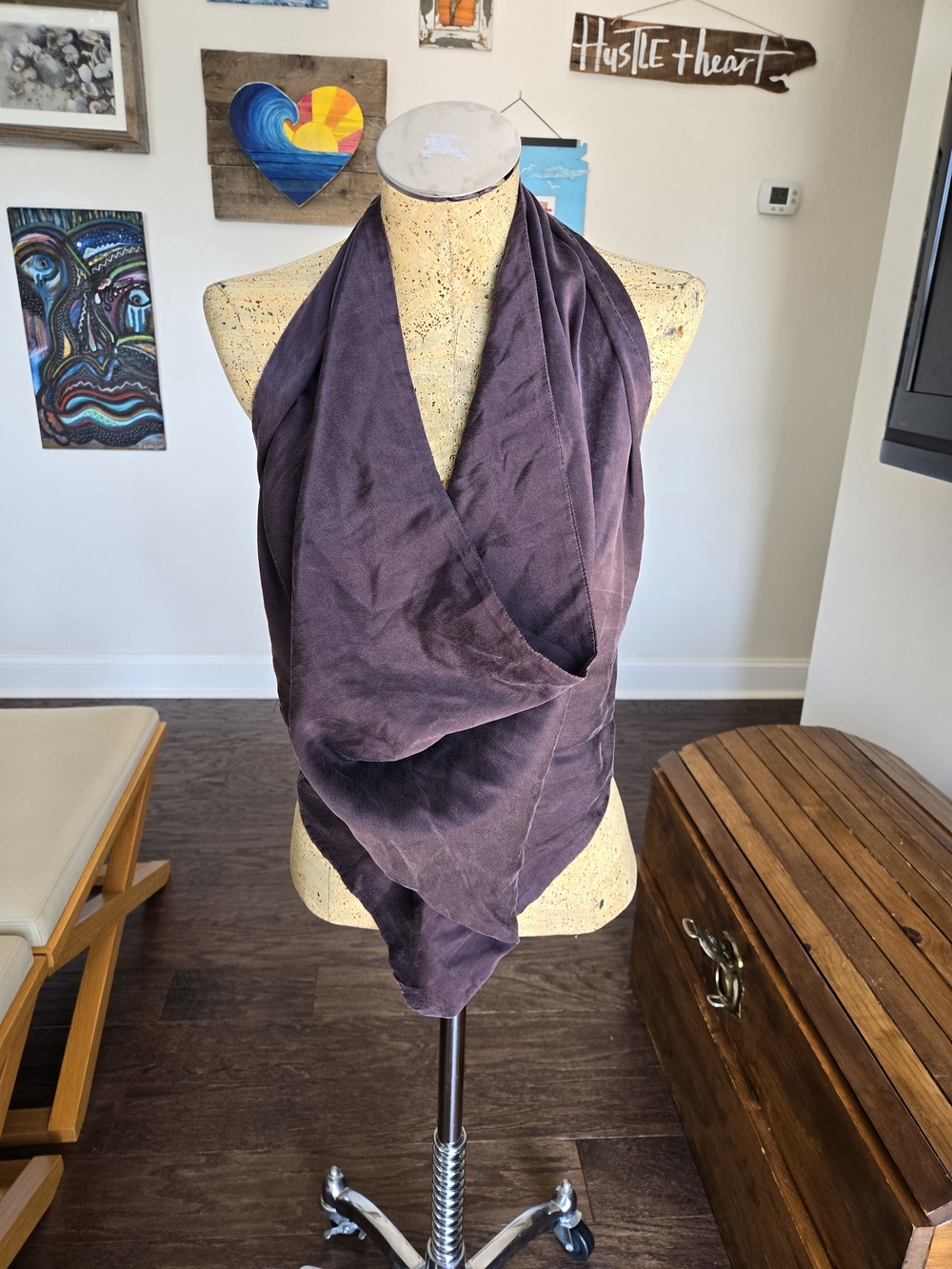 The Reset Women's Draped Halter Top in Deep Plum